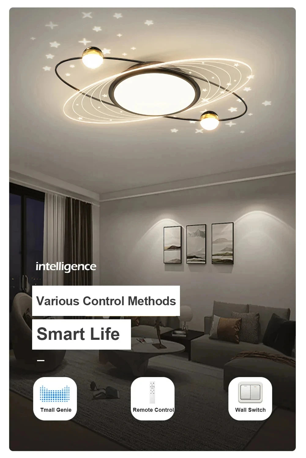 AuroraRealm Modern Ceiling Light with Remote | Gold LED Ceiling Lamp, 90–260V