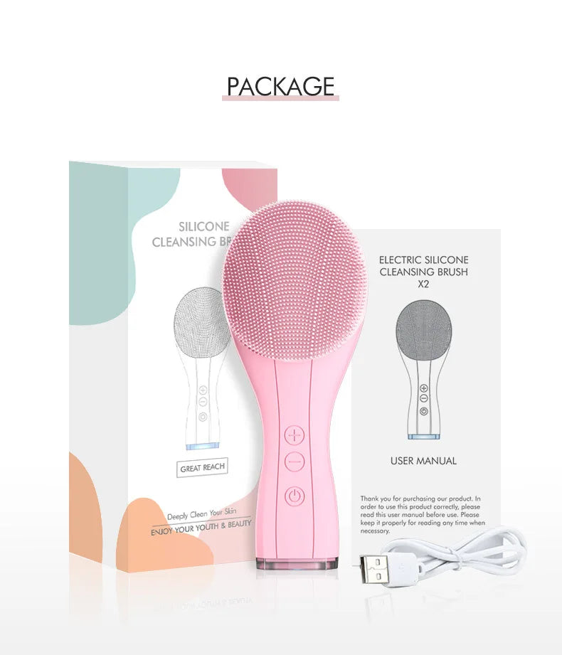 Windaily Rechargeable Silicone Facial Cleansing Brush – IPX7 Waterproof Deep Clean Vibration Tool