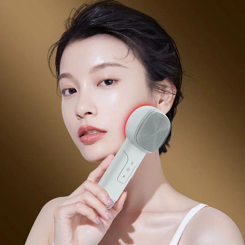 Alwafore Rechargeable Silicone Facial Cleansing Brush with Hot & Cold Compress – IPX6 Waterproof Deep Clean Tool