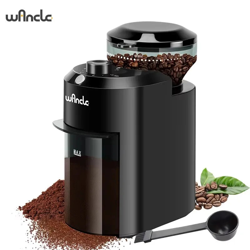KIRAINAFLY Professional Electric Burr Coffee Grinder – 28-Level Flat Burr, 2–12 Cup Control