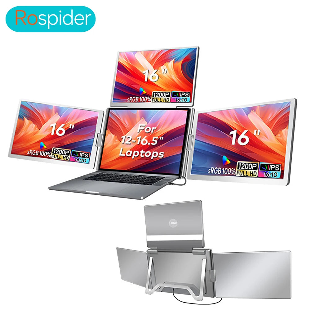 Rospider 16″ Portable Monitor – 1920×1200 IPS, 16:10, USB-C Swivel Display
