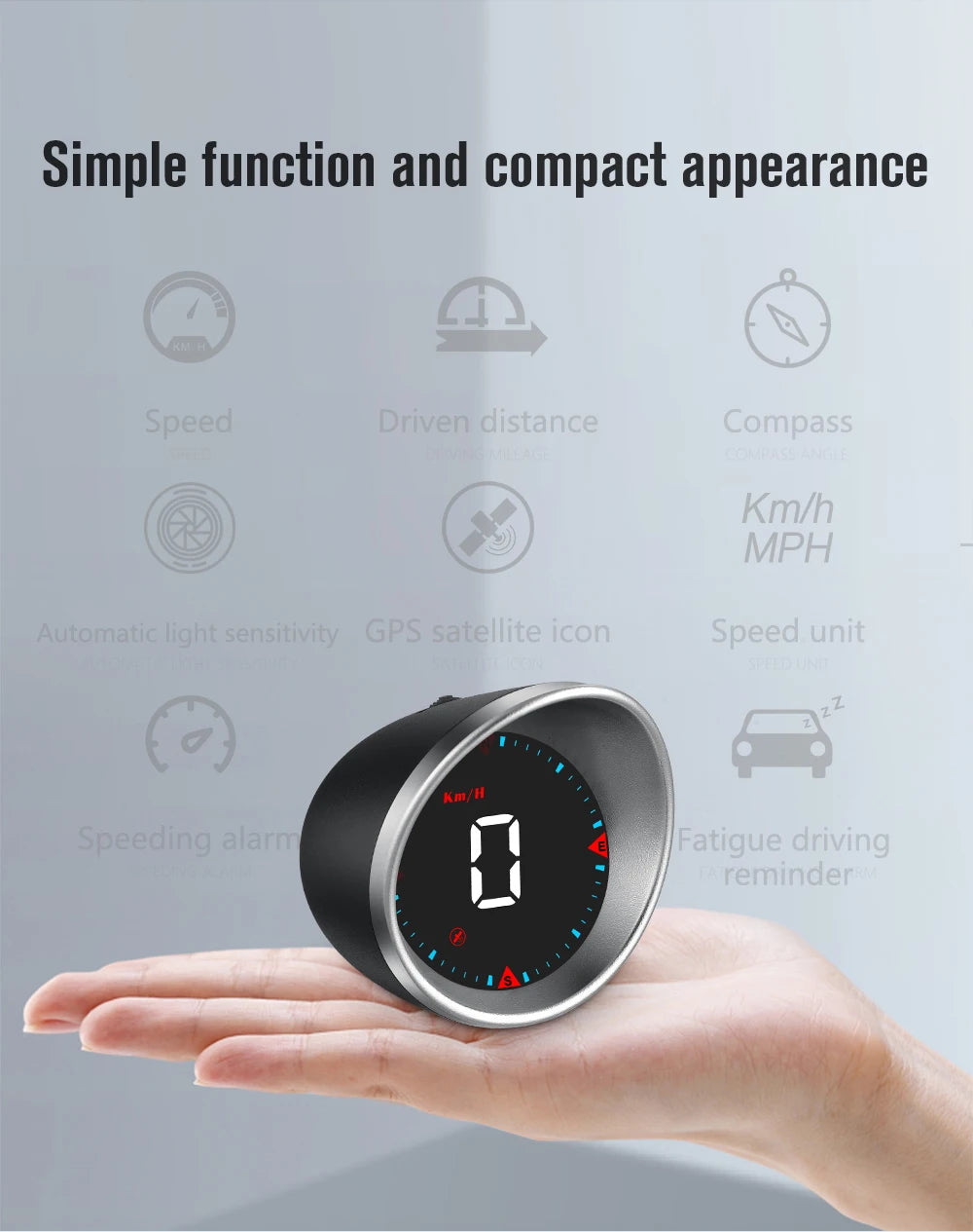 GPS Car Head-Up Display HUD – Digital Speedometer with Compass, Mileage & Fatigue Alert (Universal Fit)