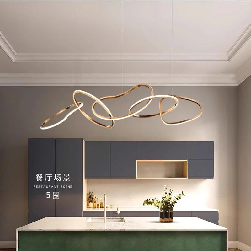 MZXFA Smart LED Pendant Light JLD0190 | Remote Dimmable, Modern Stainless Steel