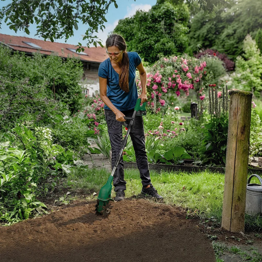 NewBeny Cordless Garden Cultivator 21V 1600W High Power Tiller with 150mm Blade