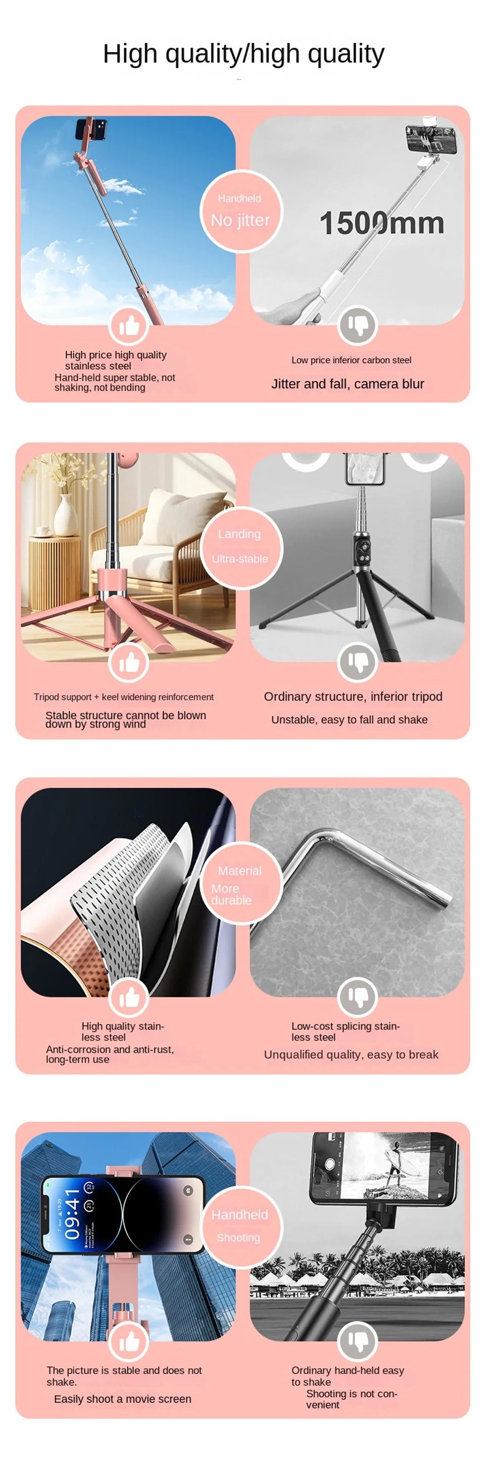 Bluetooth Selfie Stick Tripod 170cm – Lightweight Travel Stand for Phones & Cameras