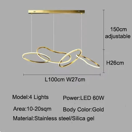 MZXFA Smart LED Pendant Light JLD0190 | Remote Dimmable, Modern Stainless Steel