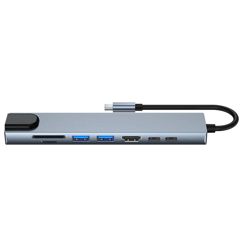 Type-C Hub 8-Port – 4K HDMI, LAN, USB 3.0, SD/TF, 100W PD Adapter
