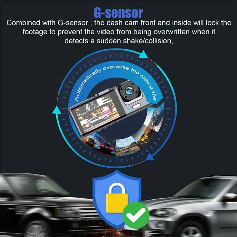 Baideluo Dual / Triple Lens Dash Cam – Front, Cabin & Rear Car DVR with Night Vision