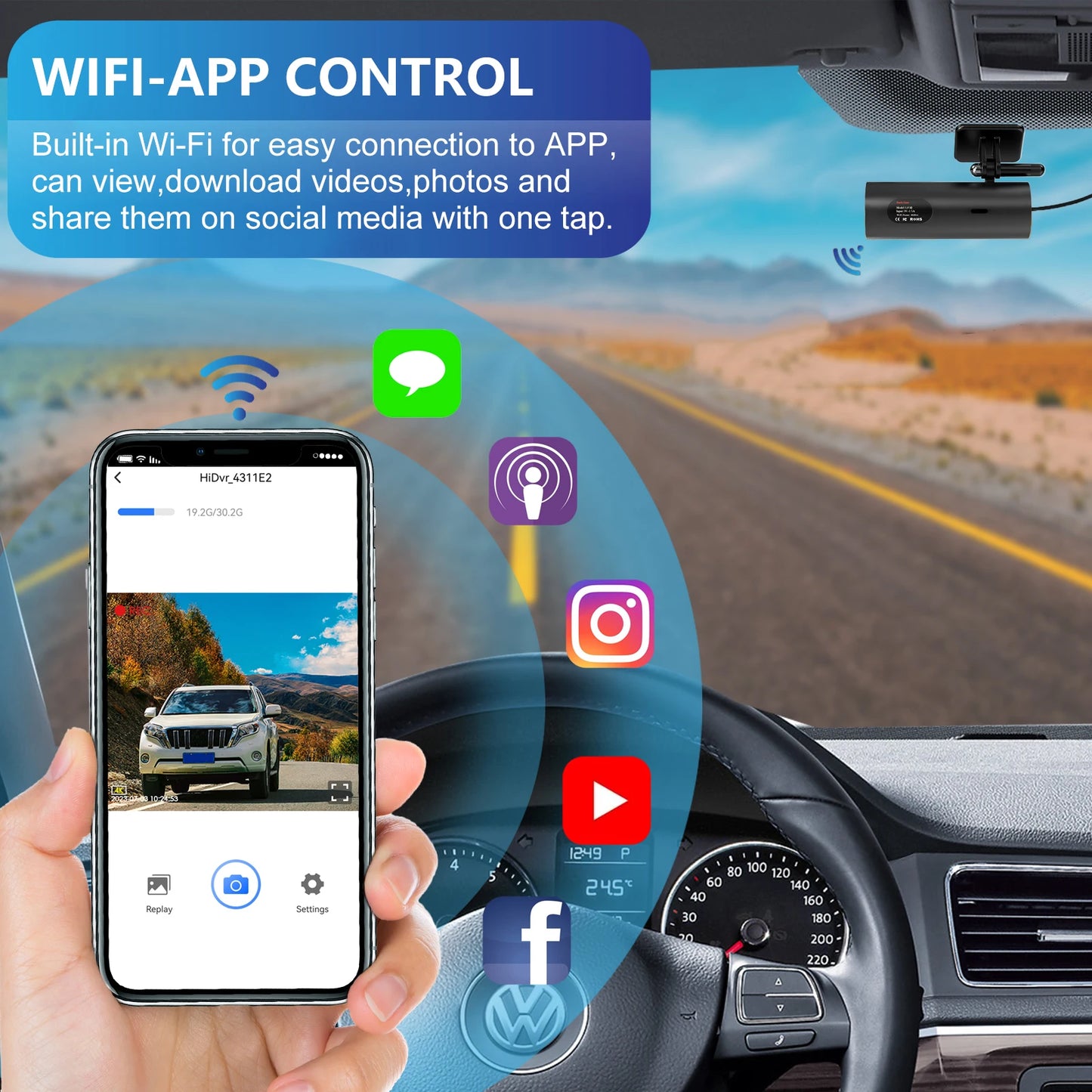 etymoofox 4K Mini Dash Cam – Ultra HD WiFi Car DVR with Night Vision & Parking Monitor