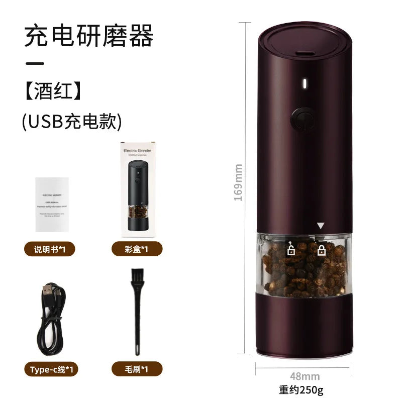 Rechargeable Electric Salt & Pepper Grinder – Adjustable Coarseness with LED & USB-C