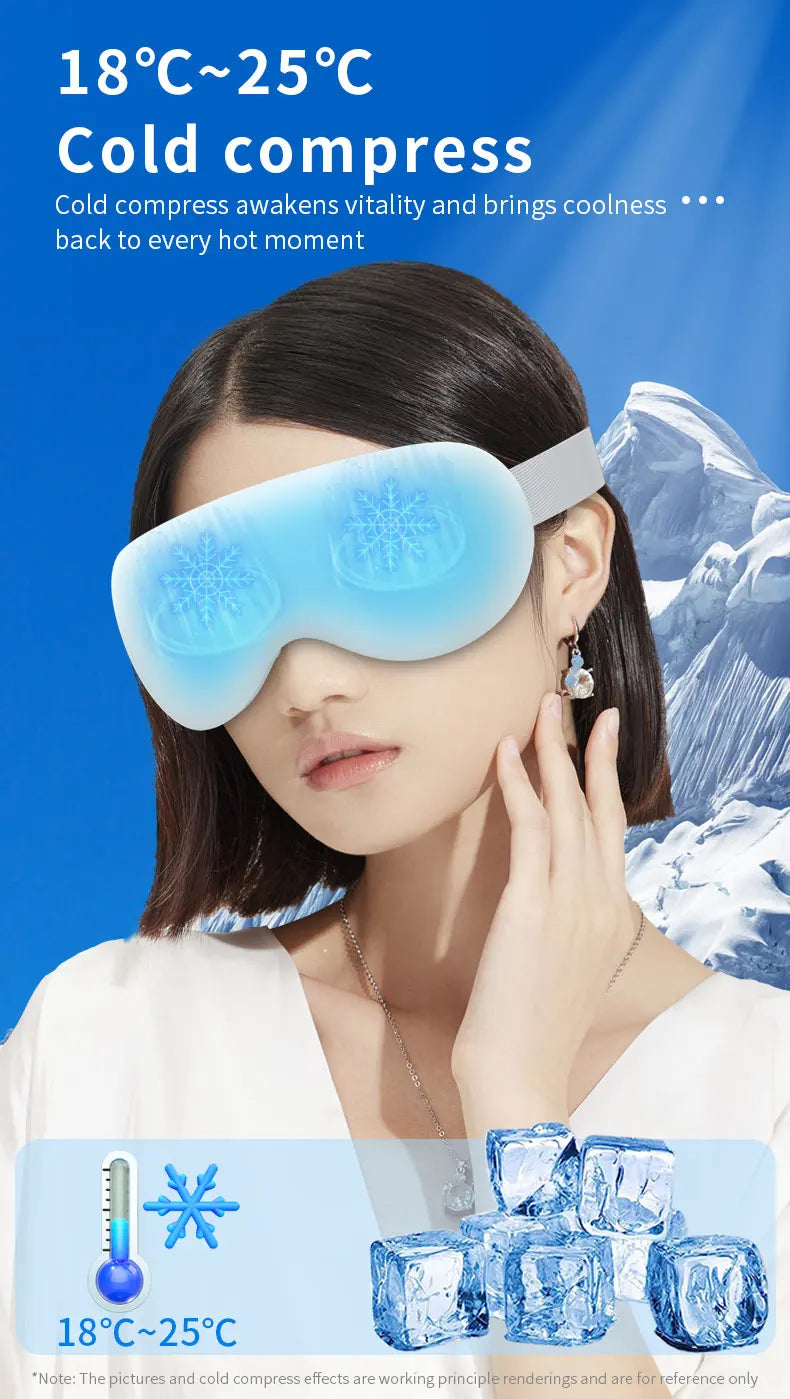 VIMYSHOW Heat & Cool Eye Massager – 12 Node Acupressure with Bluetooth Music