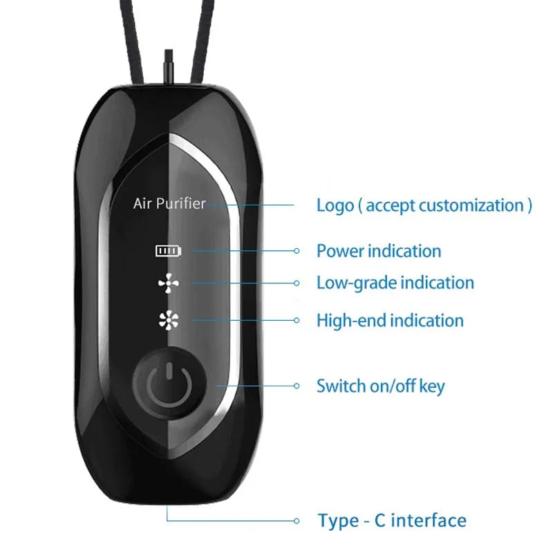 Wearable air Purifier Necklace High Efficiency Energy Saving Negative Ions 60h Long Endurance Personal Portable air Cleaner