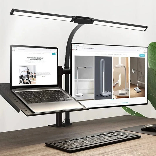 ALTCHIHYQ Double-Head LED Desk Lamp | 80cm Wide, Remote Control, 5-Level Dimming