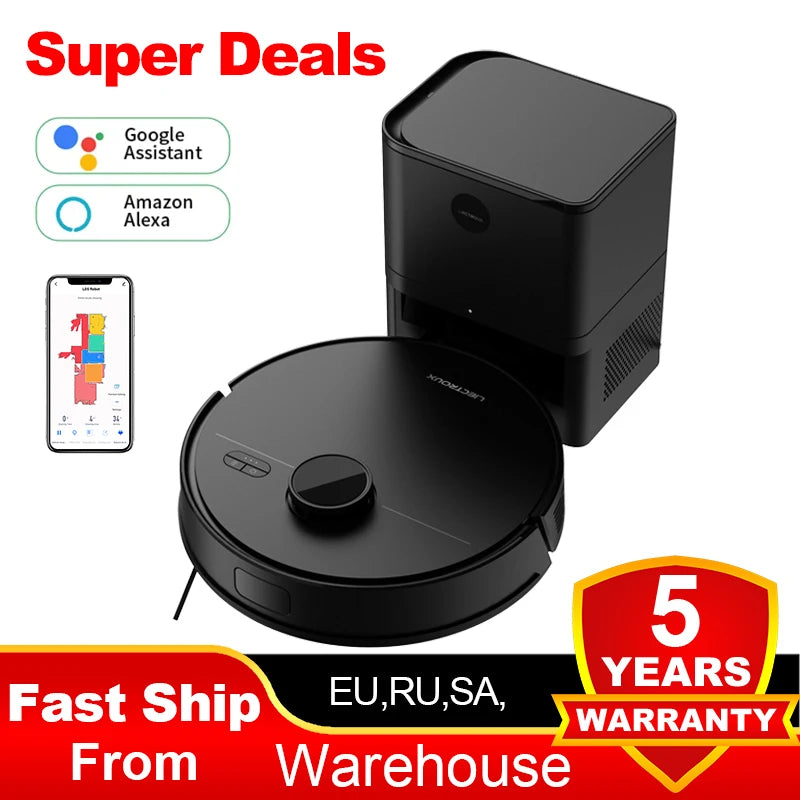 Liectroux M70 Pro Smart Robot Vacuum – LiDAR Navigation, 175-Min Runtime, Self-Empty Base