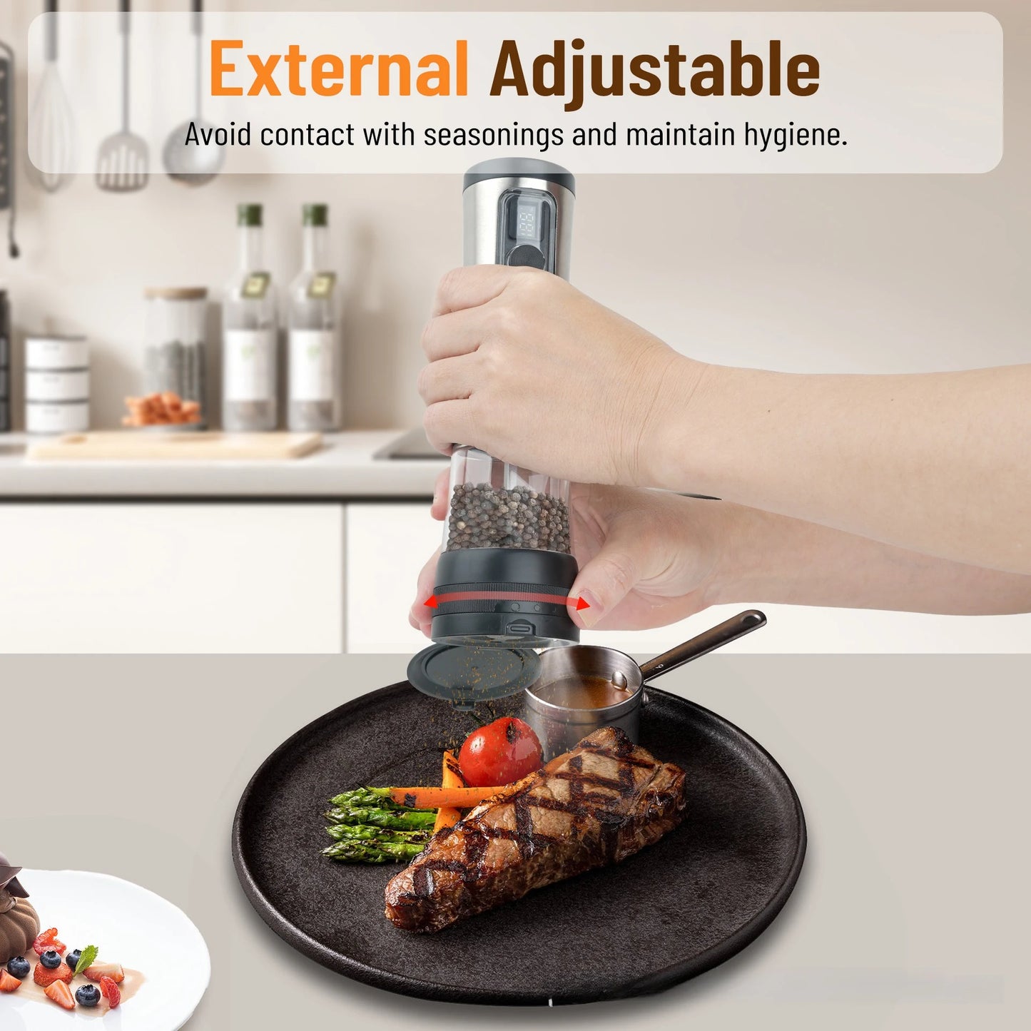 Electric Salt & Pepper Grinder – Stainless Steel Automatic Mill (mimo-26)