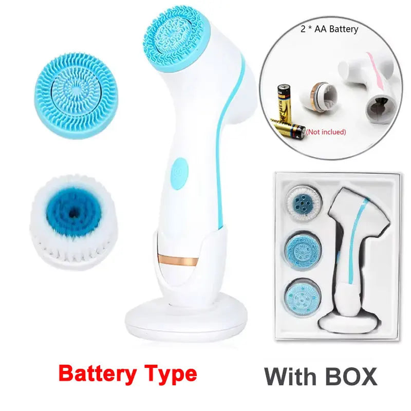 Electric Facial Cleanser – IPX7 Waterproof Multi-Brush Skin Cleaning Device