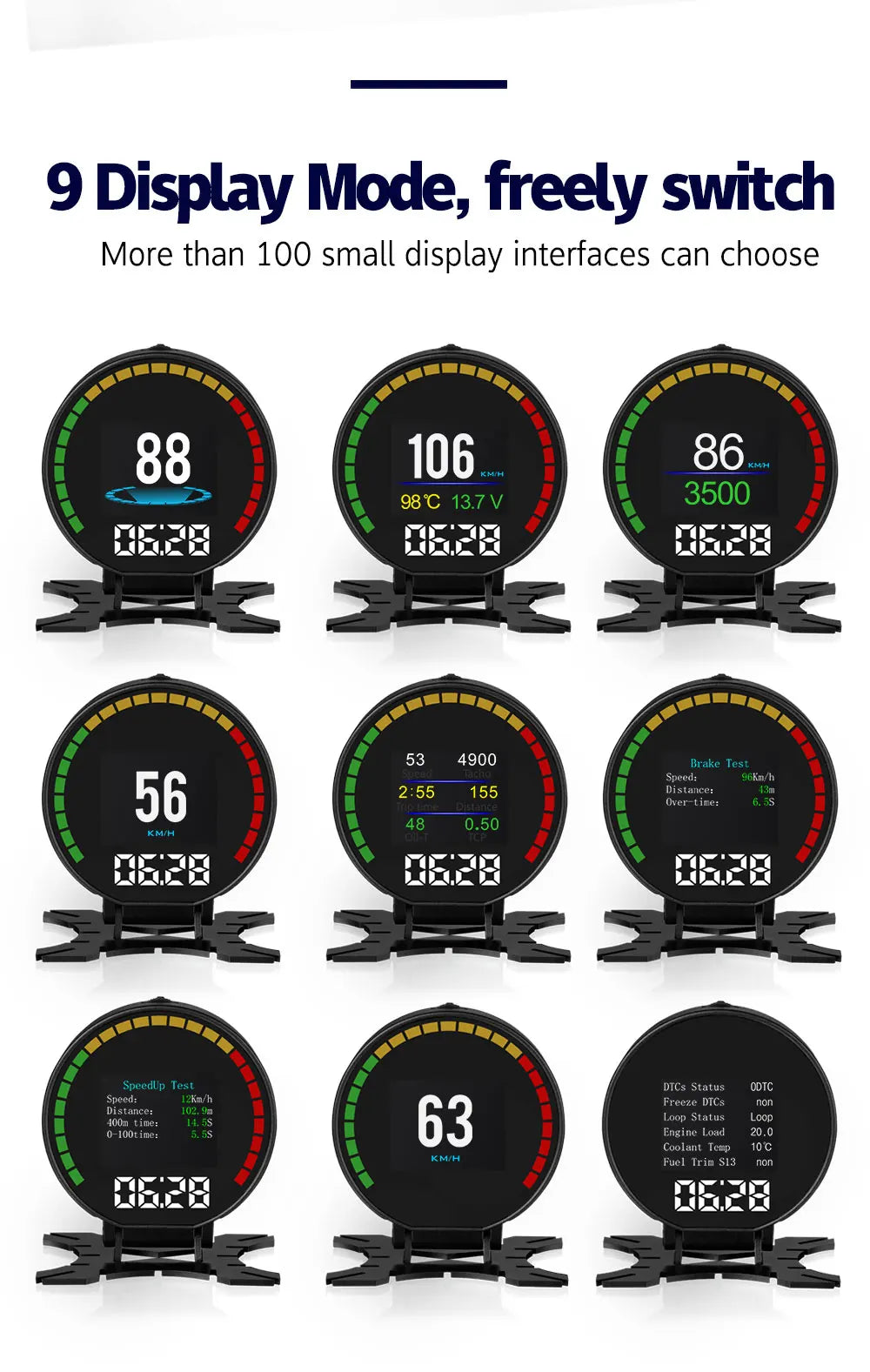 P15 OBD Smart Head-Up Display – Digital Speedometer, RPM, Water & Oil Temperature, Turbo Pressure, OBD2 Multi-Function HUD