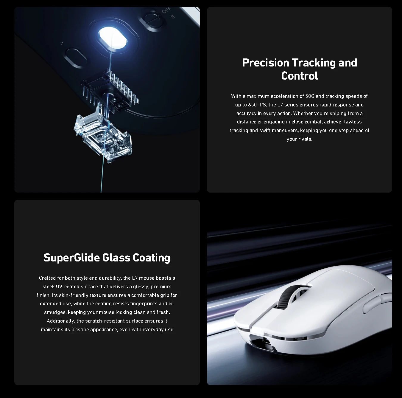 L7 Ultra Wireless Gaming Mouse – PAW3950, 8K Polling, Ultra-Lightweight