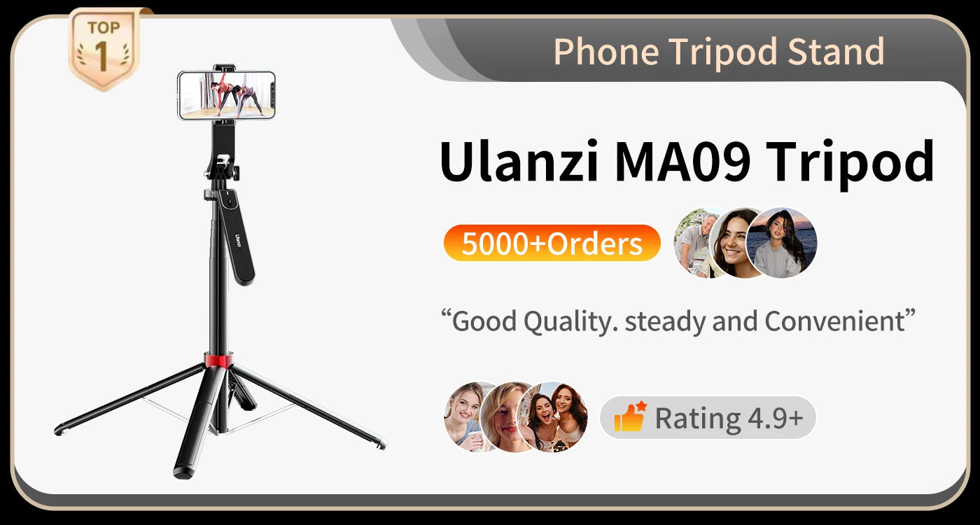 Ulanzi 1.8M Smartphone Selfie Stick Tripod – Bluetooth Remote & 360° Head