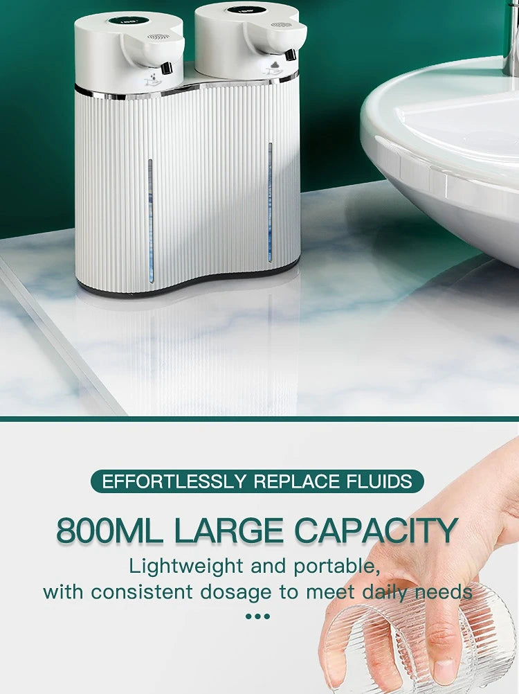 Double-Head Automatic Soap Dispenser – Touchless Foam & Liquid Smart Dispenser 800ml