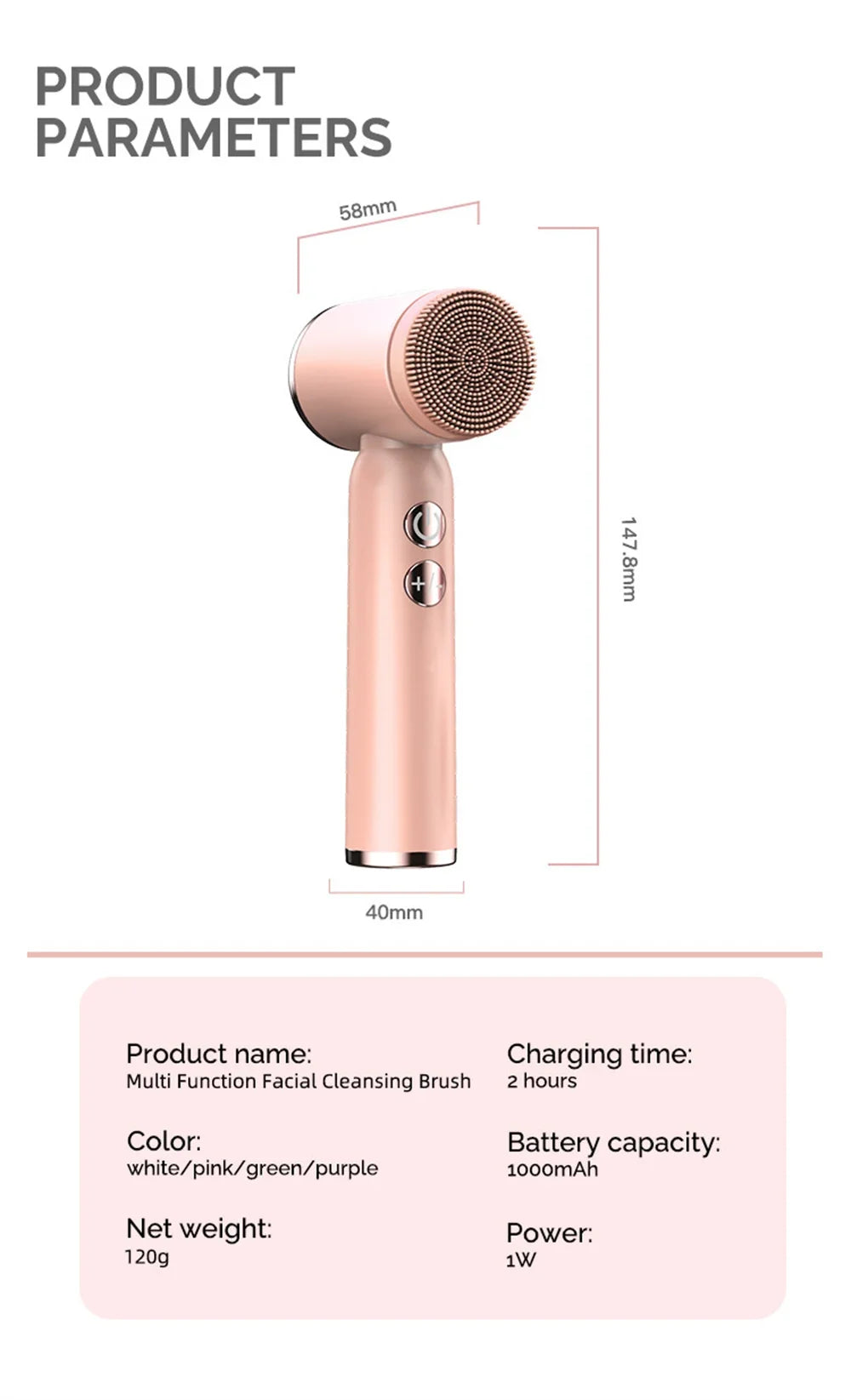 Miitina Electric Face Cleanser – 6 Brush Heads Deep Clean & Blackhead Remover