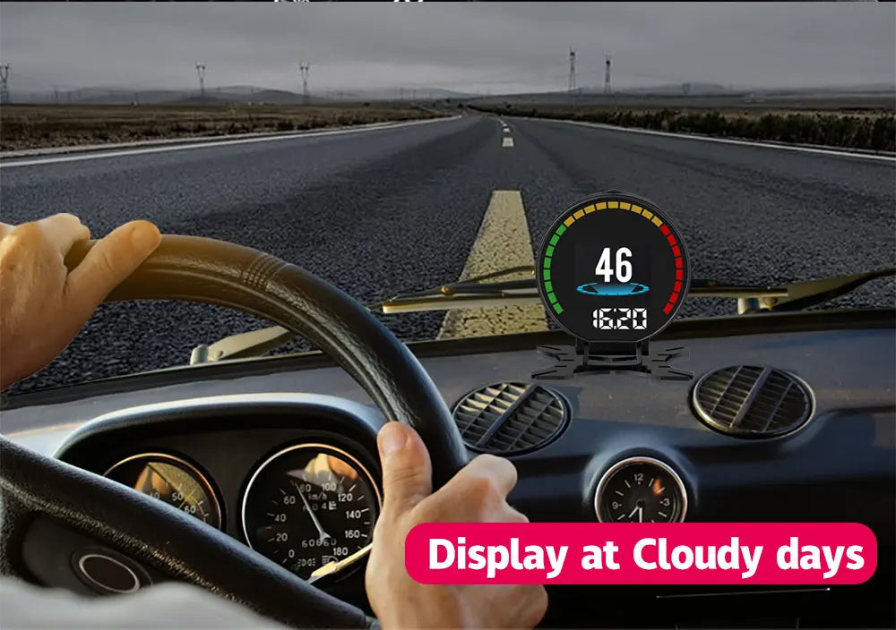 P15 OBD Smart Head-Up Display – Digital Speedometer, RPM, Water & Oil Temperature, Turbo Pressure, OBD2 Multi-Function HUD