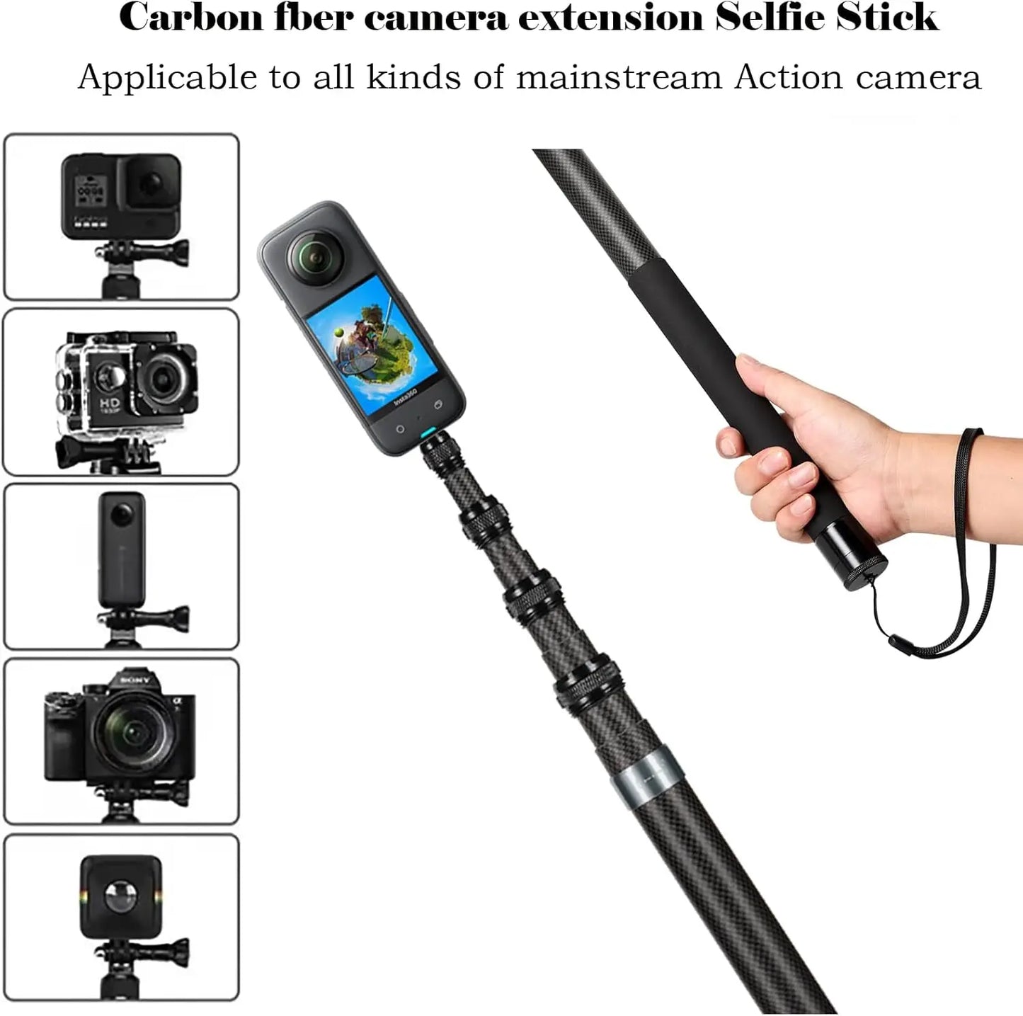 Professional Invisible Selfie Stick Tripod for Insta360 X5/X4/X3 & Action Cameras