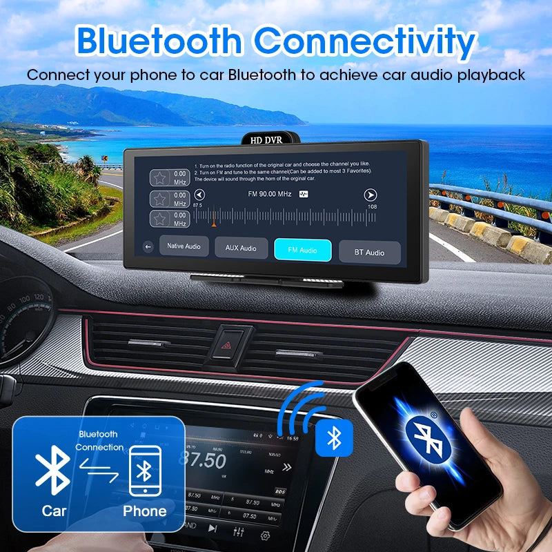 Srnubi 11.26" Portable 4K Car Dash Camera Dual Lens with IPS Touchscreen, Parking Monitor & ADAS