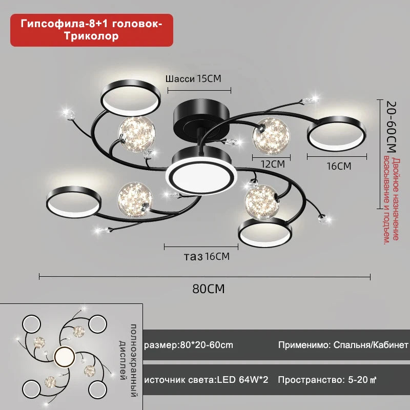 Artpad Modern Star Moon Ceiling Light Fixture | Romantic LED Chandelier for Bedroom & Living Room