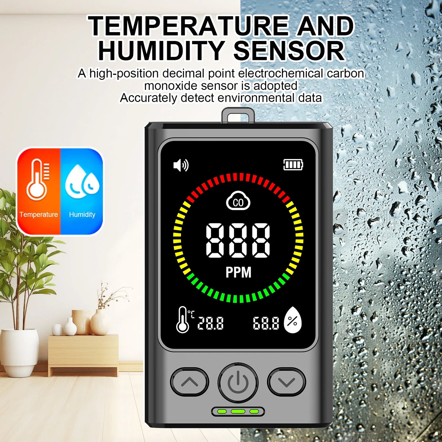 Portable Carbon Monoxide Detector with LCD Display, 85dB Alarm, Temp & Humidity Monitor, USB-C Rechargeable