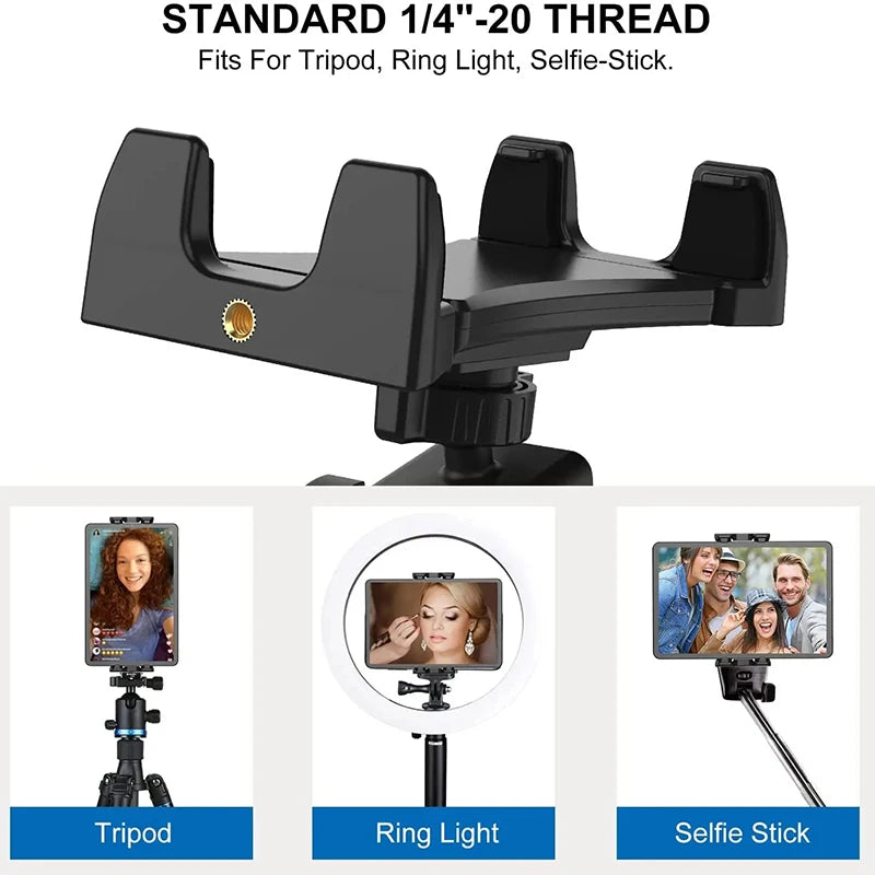 Airplane Phone Holder Clip-On – 360° Rotating Travel Phone Stand for Seat Tray & Desk