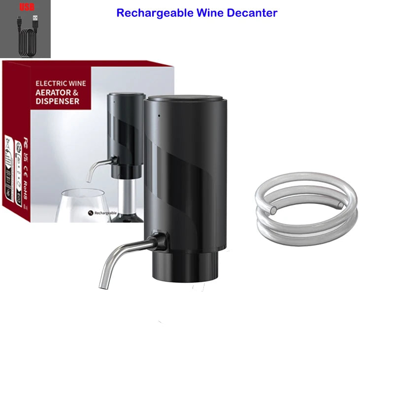 FLYMUYU Electric Wine Aerator Dispenser – USB-C Rechargeable One-Touch Automatic Wine Decanter