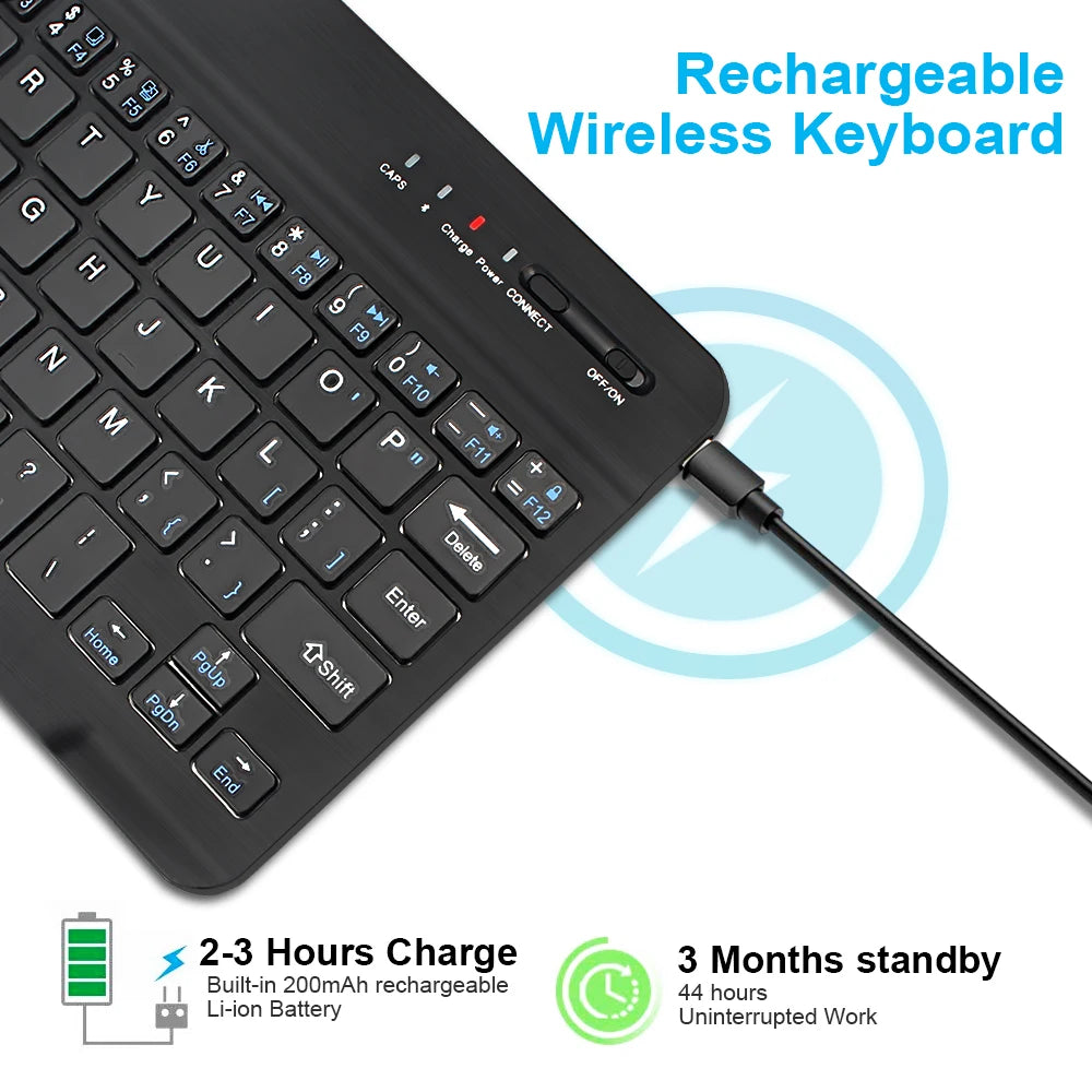 Bluetooth Wireless Mini Keyboard – Rechargeable, Multi-Device, Compact Layout