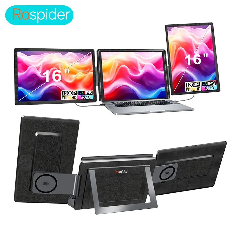 Rospider 14″ Portable Monitor – IPS Type-C, 1920×1080, Rotatable Swivel Display