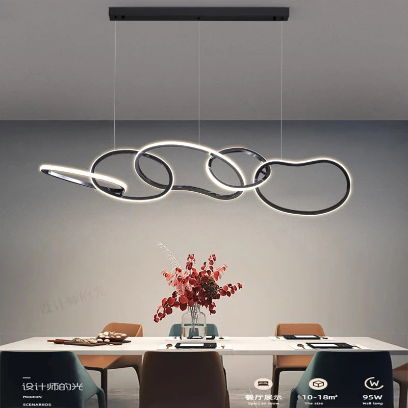 MZXFA Smart LED Pendant Light JLD0190 | Remote Dimmable, Modern Stainless Steel