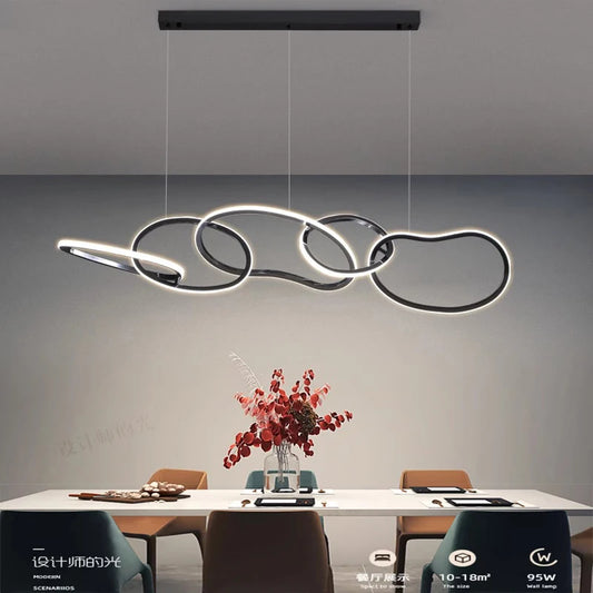 MZXFA Smart LED Pendant Light JLD0190 | Remote Dimmable, Modern Stainless Steel