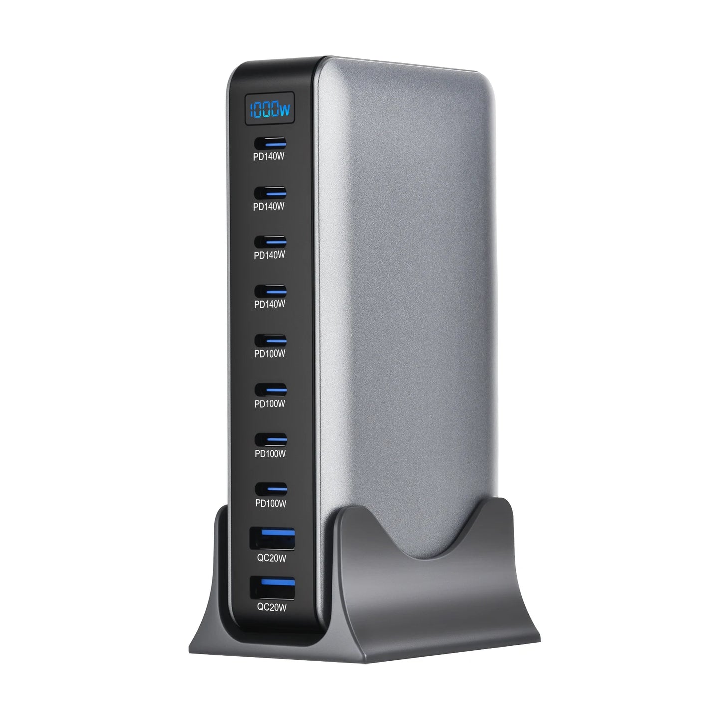 Ultra-Power 1000W GaN Desktop Charger – 10-Port Fast Charging Station