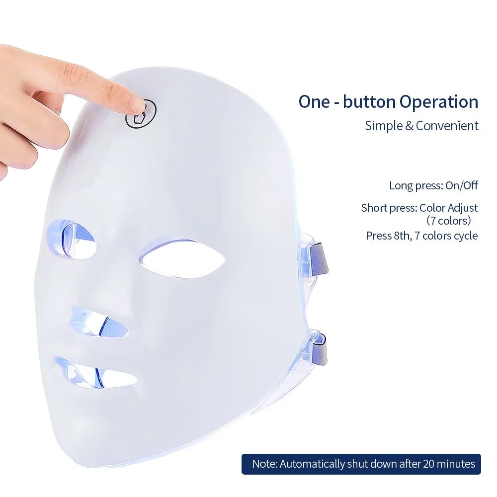 Professional 7-Color LED Face & Neck Mask – Home Skin Rejuvenation Device