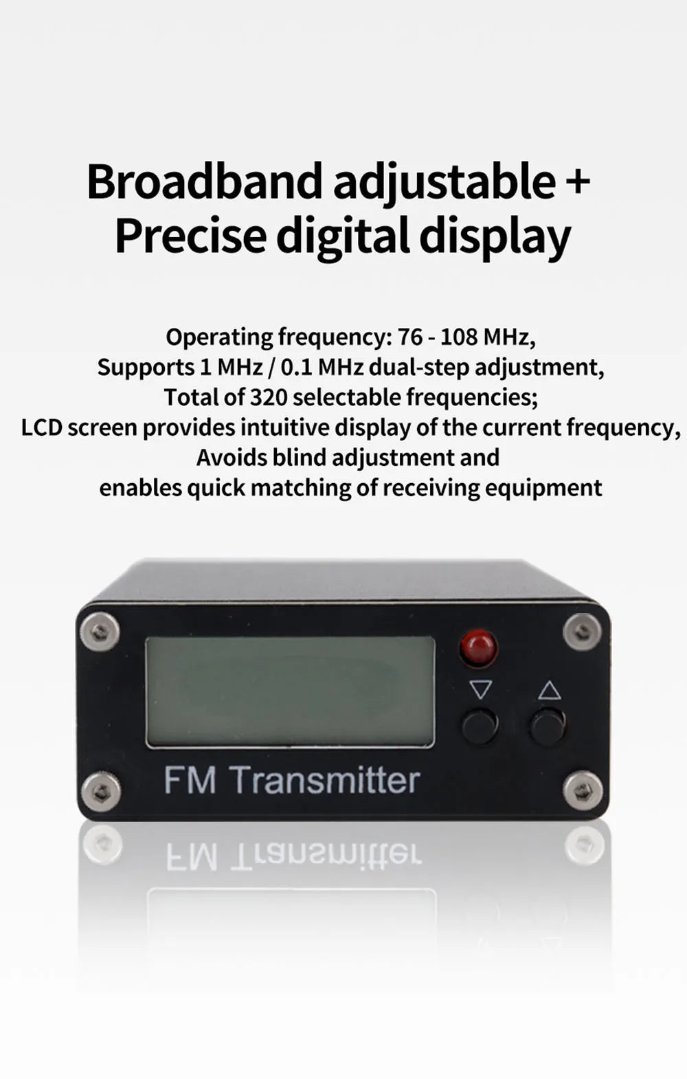 Portable 0.5W Long-Range FM Transmitter – USB-C Powered Mini Broadcast Radio (Up to 2 km, 76–108 MHz)