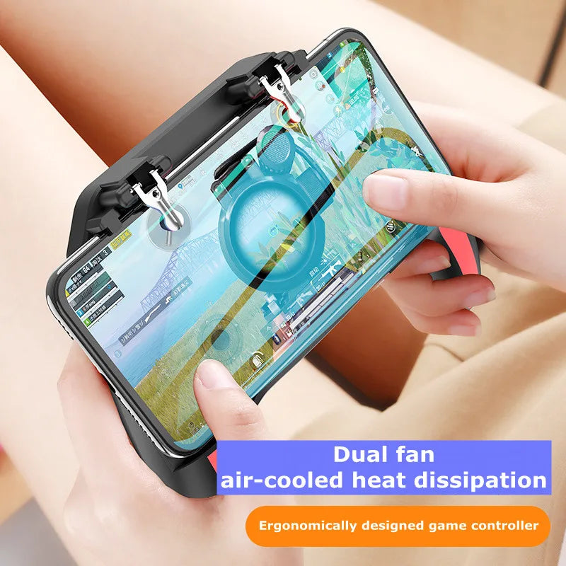 H10 Mobile Phone Gaming Handle with Radiator – 4-Finger Shooter Gamepad for PUBG & FPS