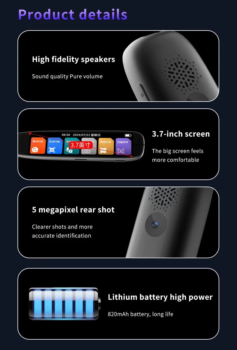 S65 Pro Portable Voice Translation Device | Real-Time Multilingual Translator