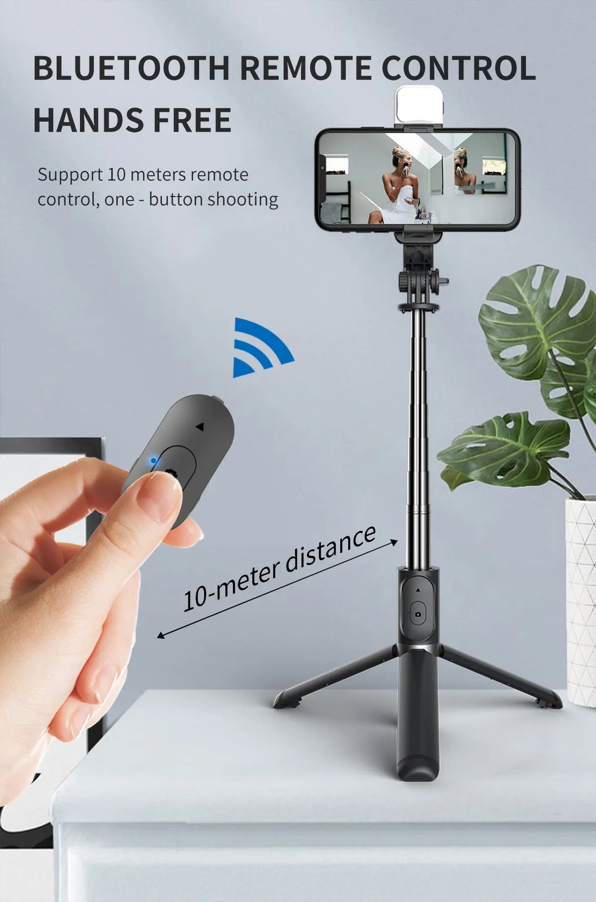 Stainless Steel Bluetooth Selfie Stick Tripod for Smartphones (Q02s)