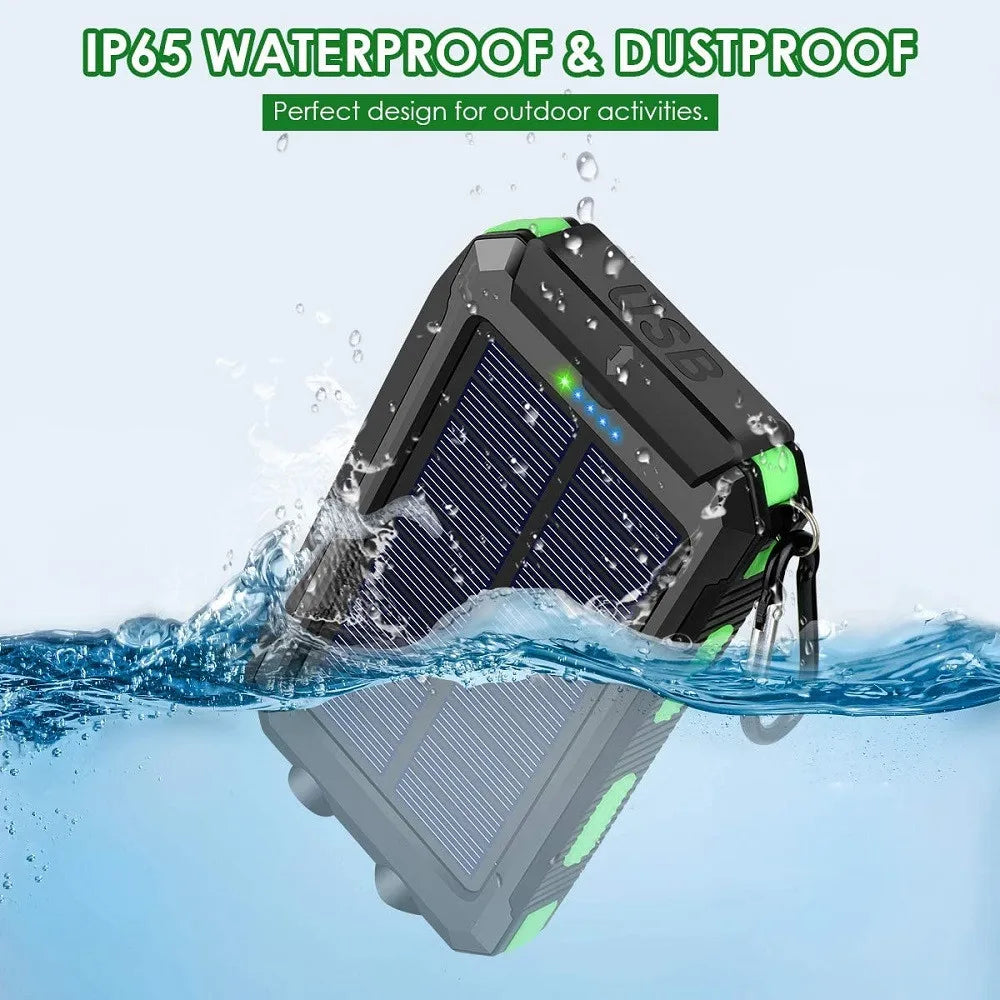 Solar Power Bank with LED Torch & Compass – Outdoor Emergency Charger (20W)