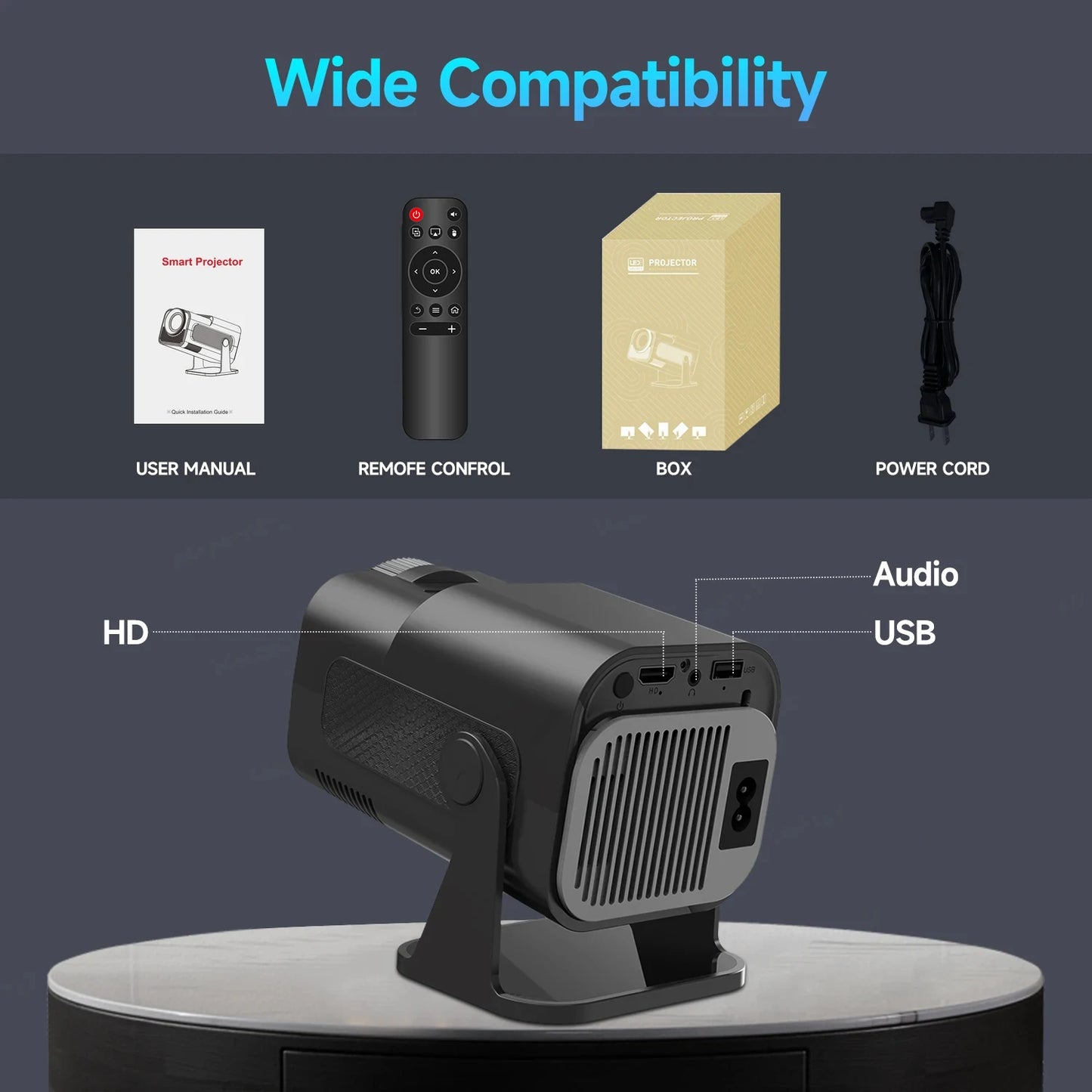 HY320 Portable Home Theater Projector – 720P Native, 4K Decode, BT 5.0