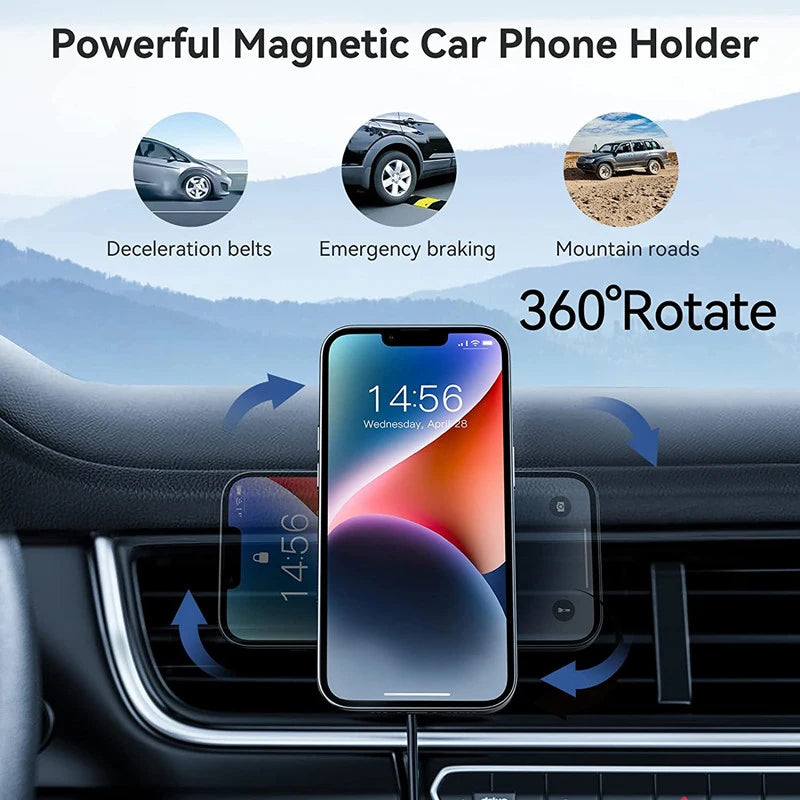 VIKEFON 30W Magnetic Wireless Car Charger with Vent Mount for iPhone