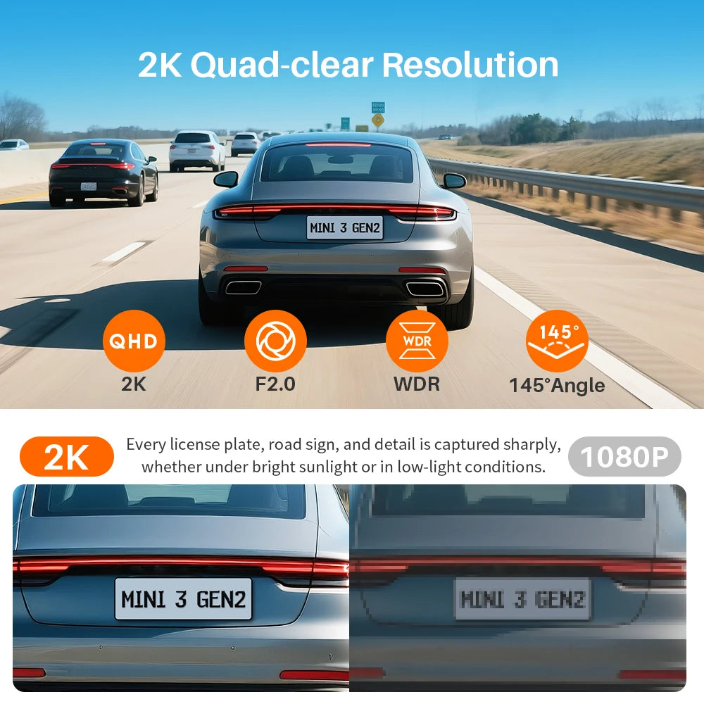 KAWA MINI3 Gen2 2K Dash Cam – Hidden WiFi Car DVR with Voice Control & Night Vision