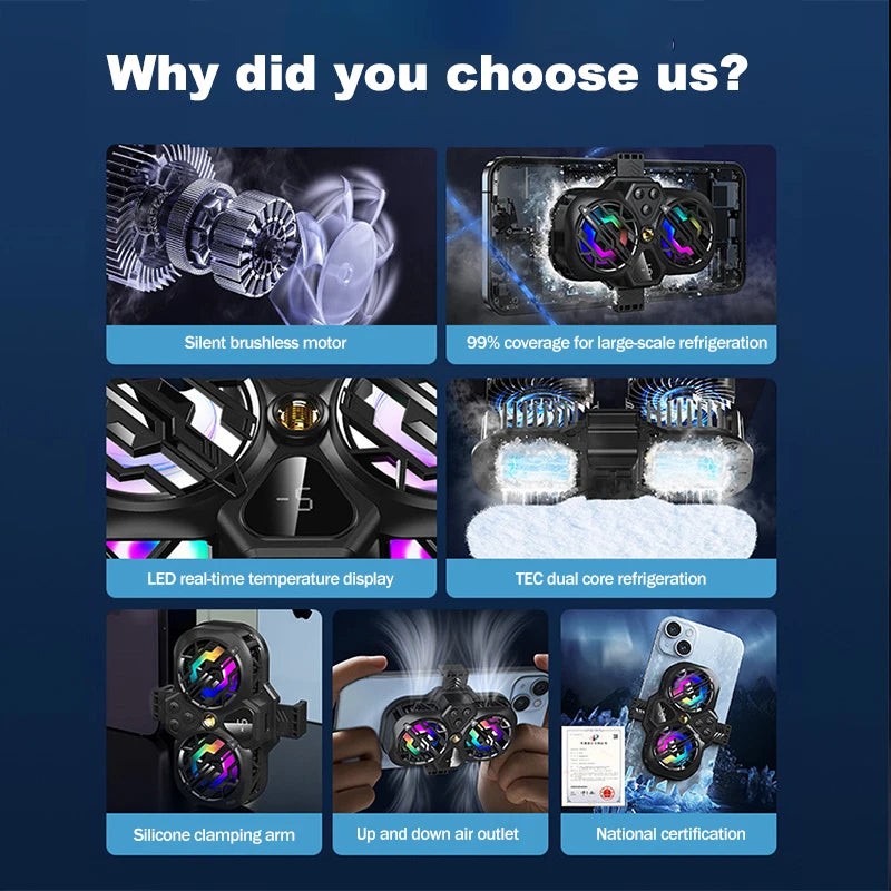 K11/K12 Mobile Live Streaming Radiator – Dual-Core Phone Cooler with Digital Display