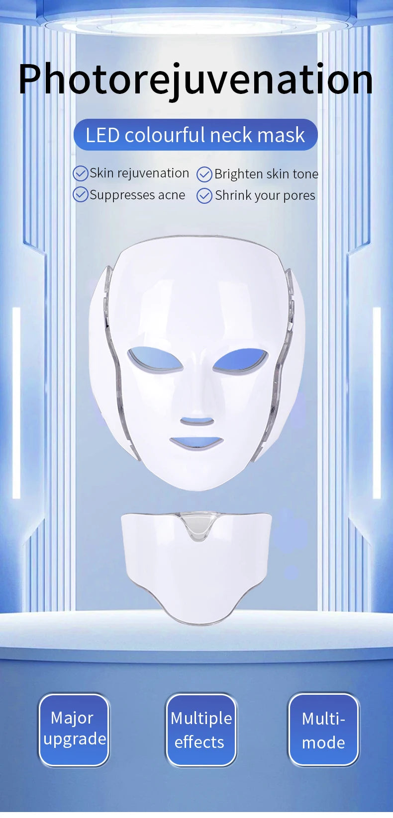 Pyeeyan 7-Color LED Face & Neck Mask – USB Powered Full-Spectrum Skincare Beauty Device