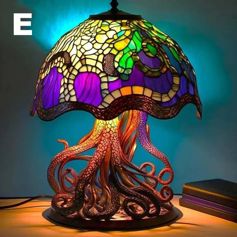 Creative Stained Glass Mushroom Table Lamp | Colorful Atmosphere Bedside Light