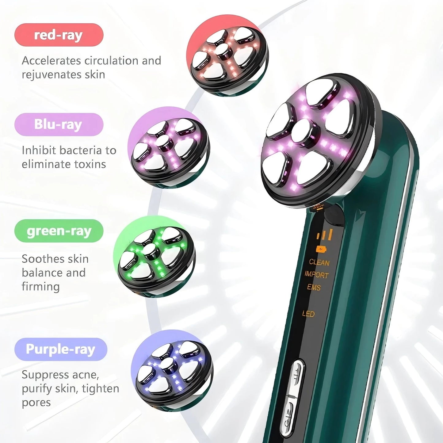 VIMYSHOW EMS Facial Beauty Device ES-1091 – RF LED Microcurrent Skin Tightening